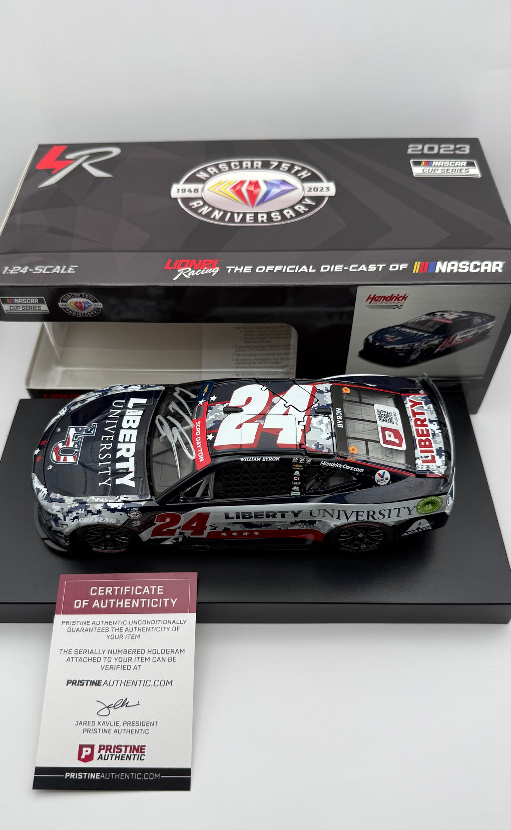 William Byron - Signed 2023 Camaro ZL1 Liberty U. Patriotic 1:24 Diecast Car - Pristine COA