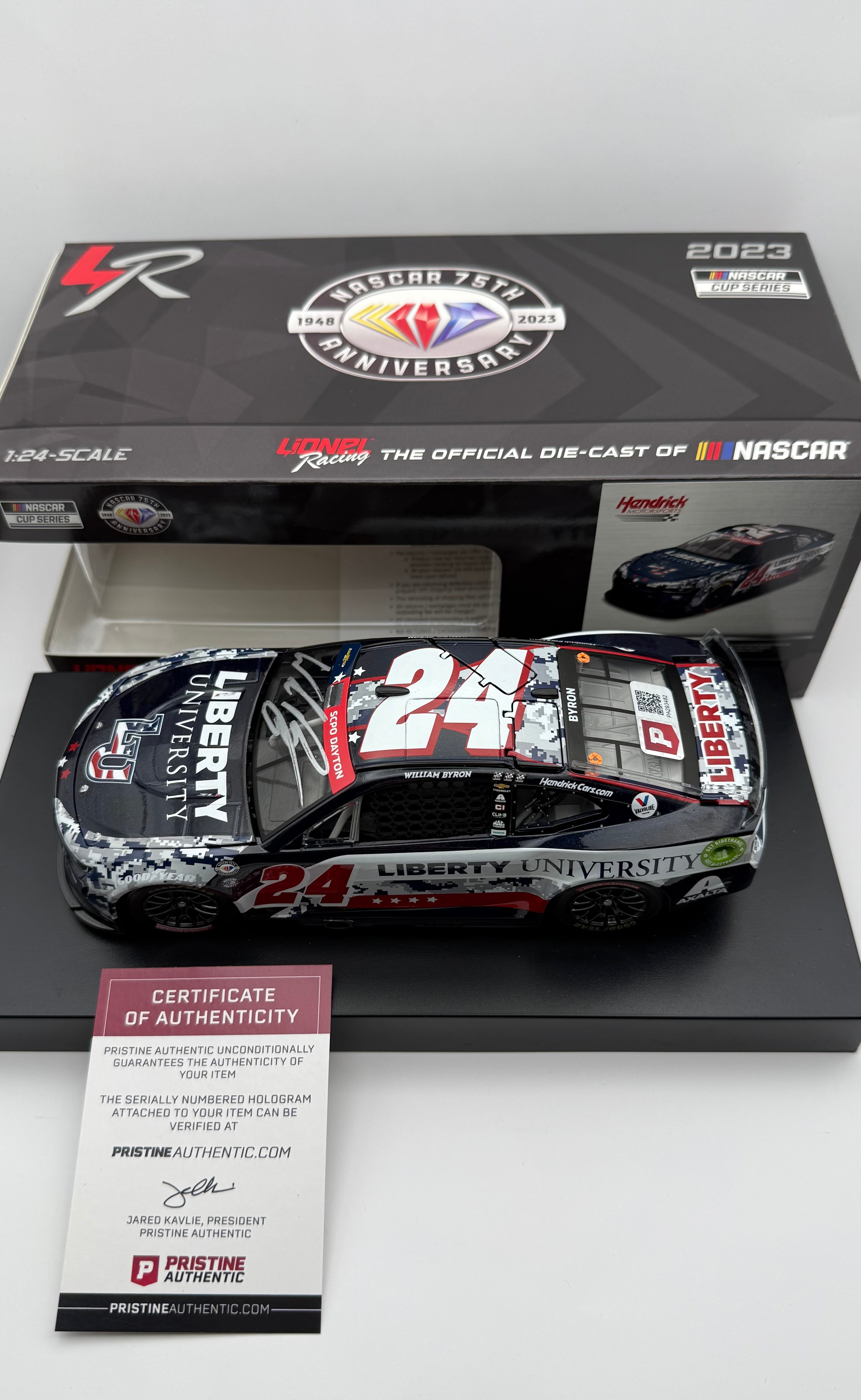 William Byron - Signed 2023 Camaro ZL1 Liberty U. Patriotic 1:24 Diecast Car - Pristine COA