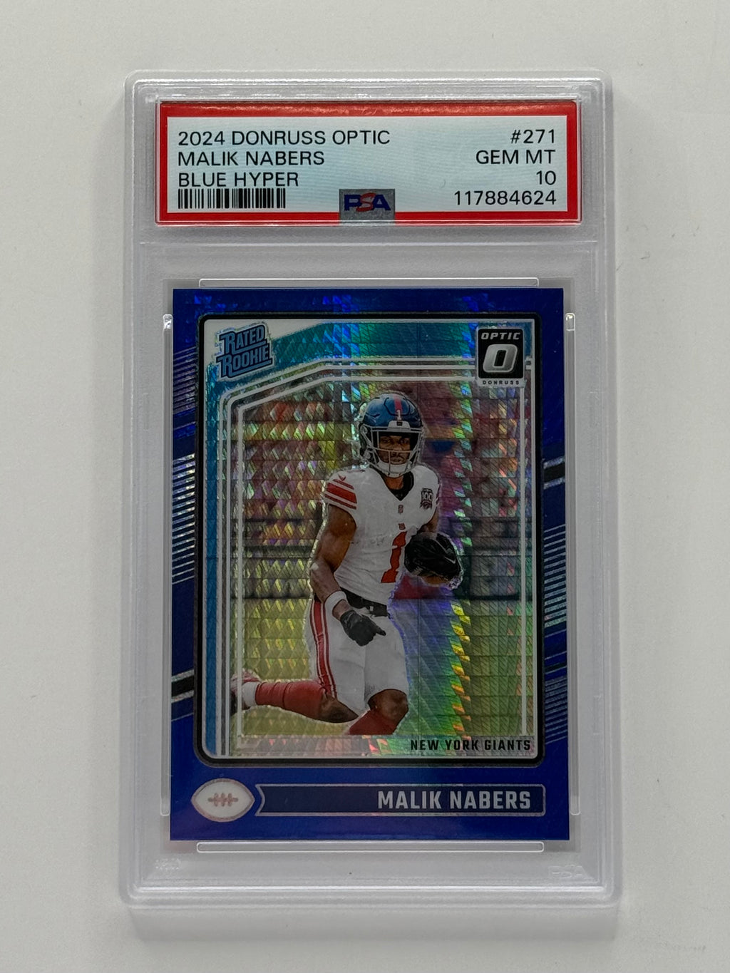 Malik Nabers - 2024 Donruss Optic Blue Hyper Rookie Card #271 - PSA 10