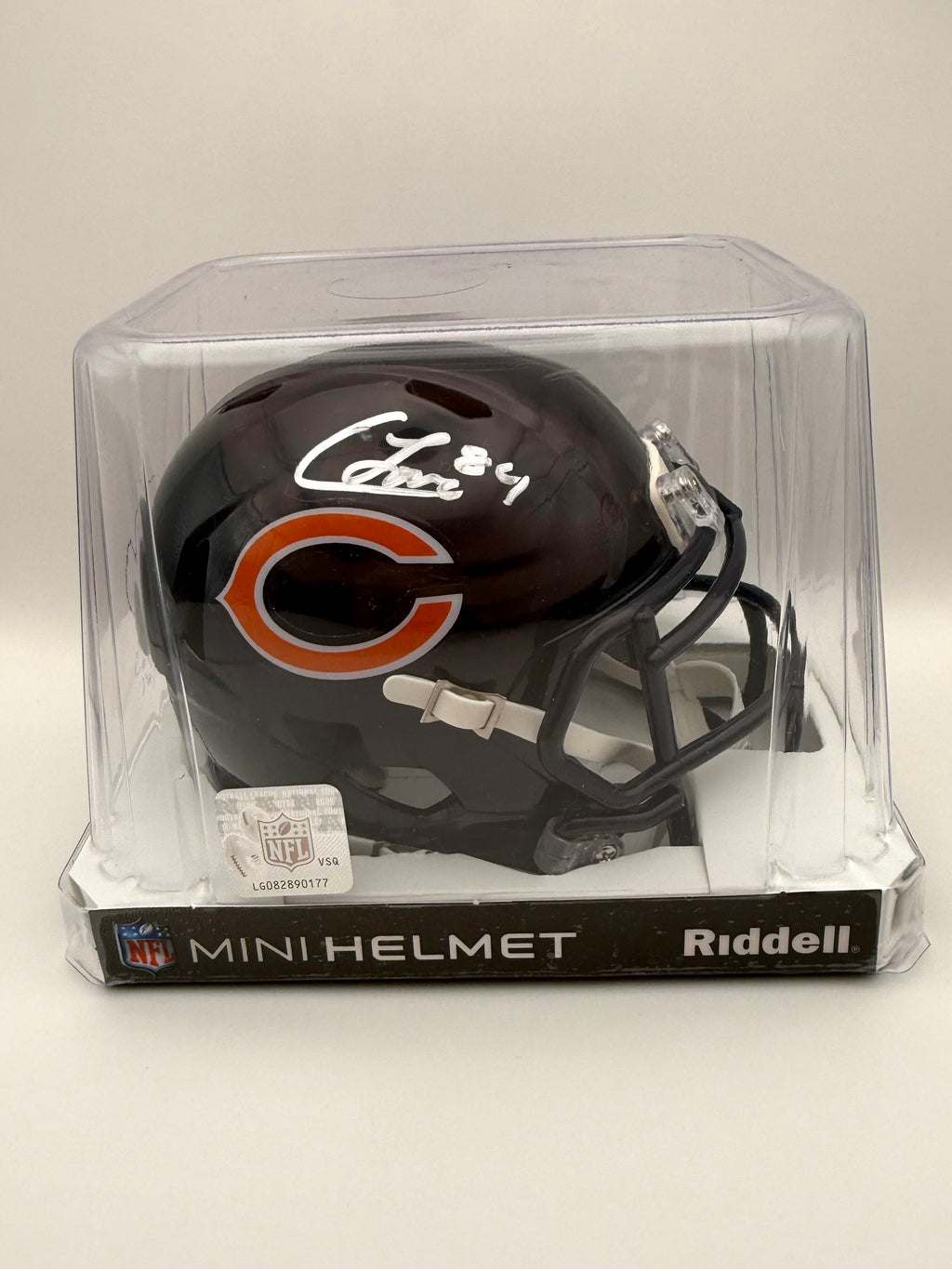 Colston Loveland - Signed Chicago Bears Blue Mini Helmet - Beckett COA