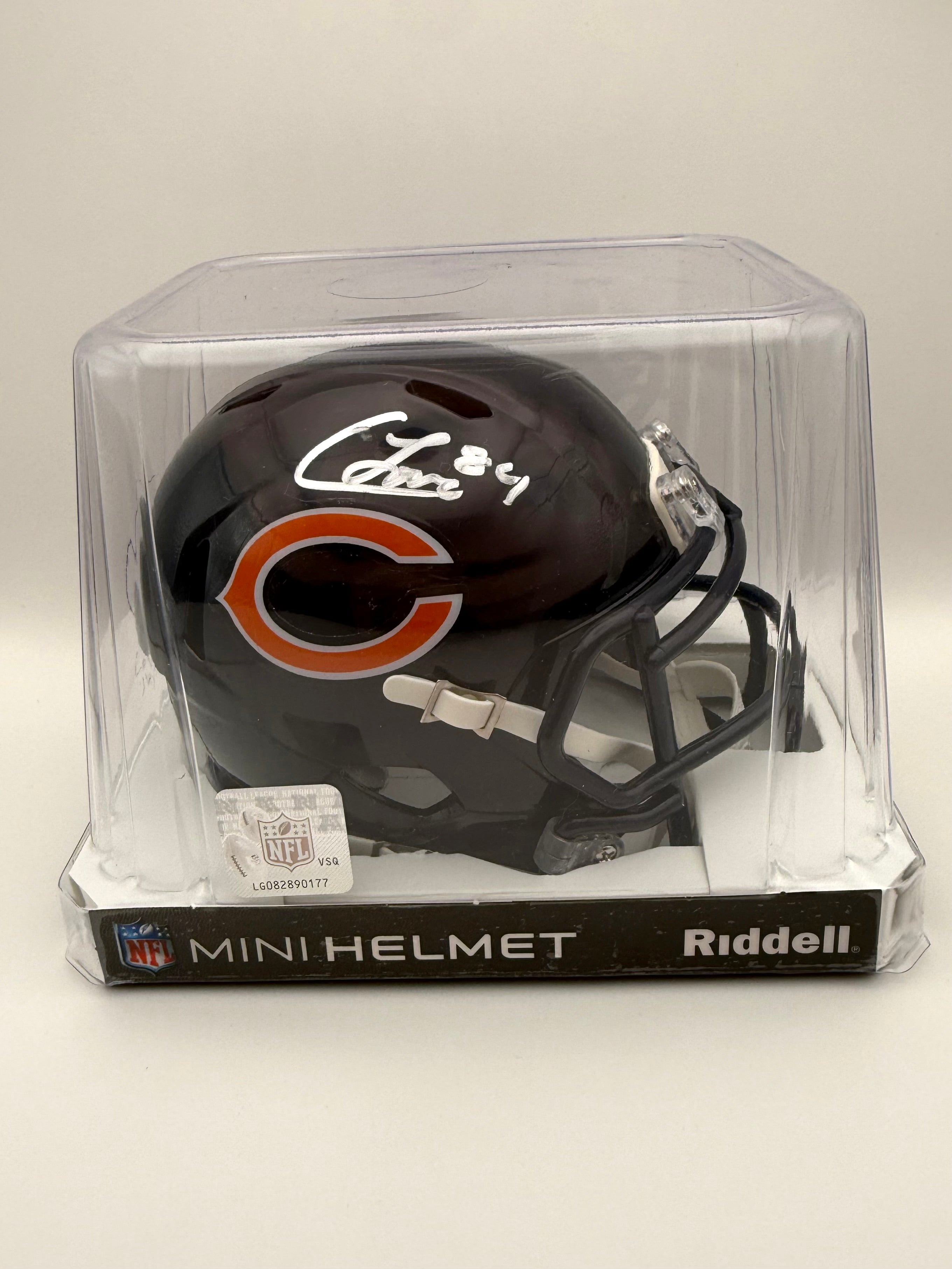 Colston Loveland - Signed Chicago Bears Blue Mini Helmet - Beckett COA