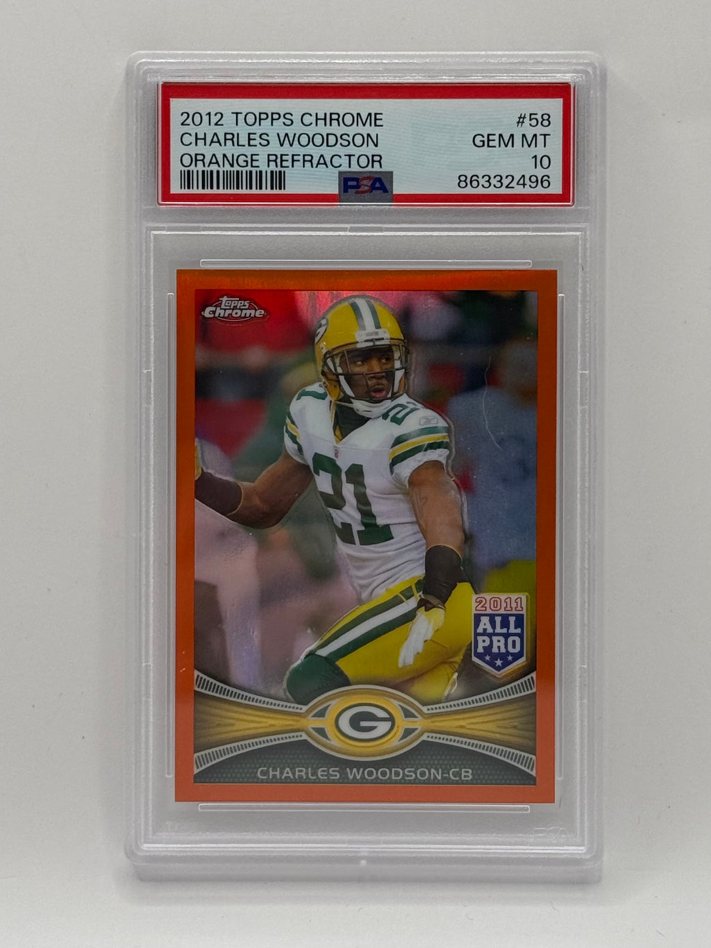 Charles Woodson - 2012 Topps Chrome Orange Refractor - PSA 10