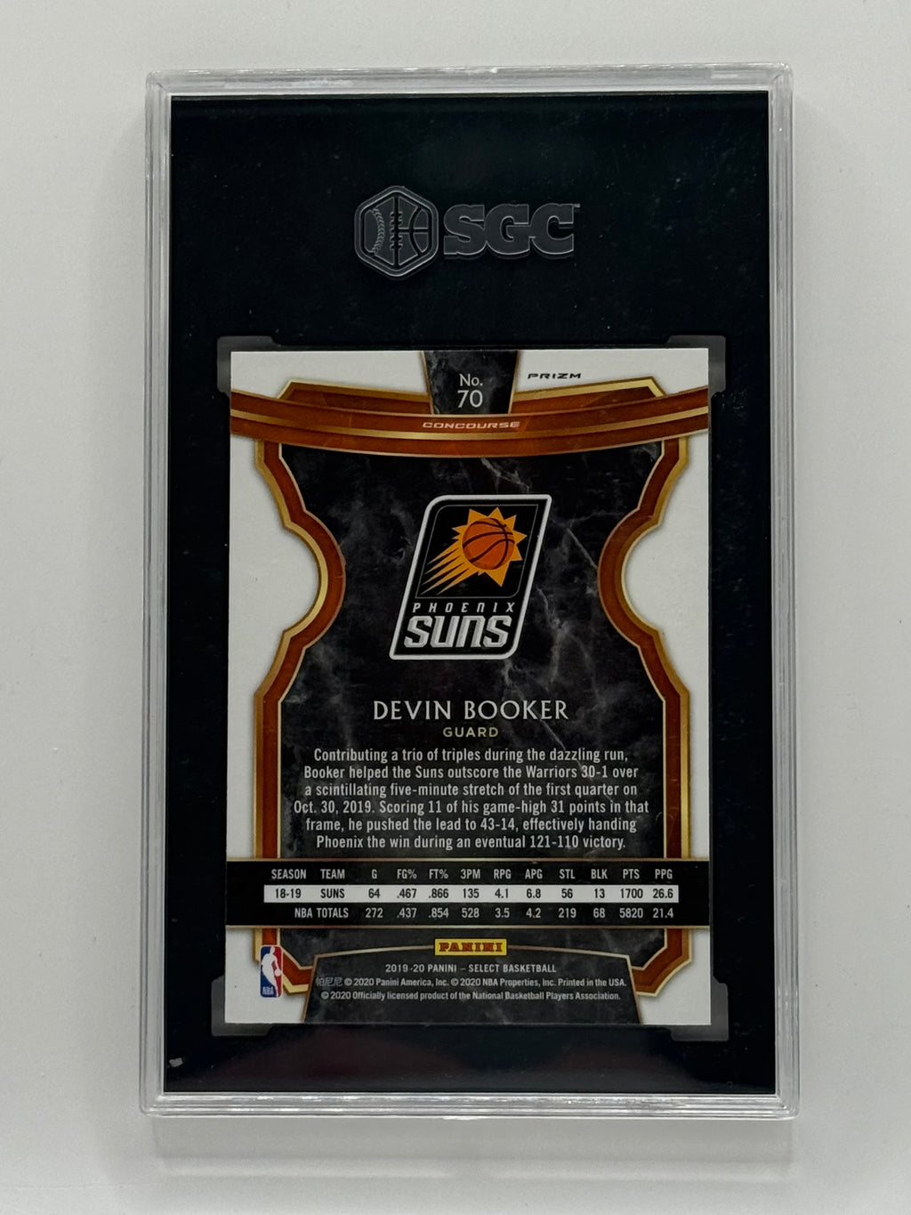 Devin Booker - 2019 Panini Select Gold Wave Prizm #70 - SGC 10
