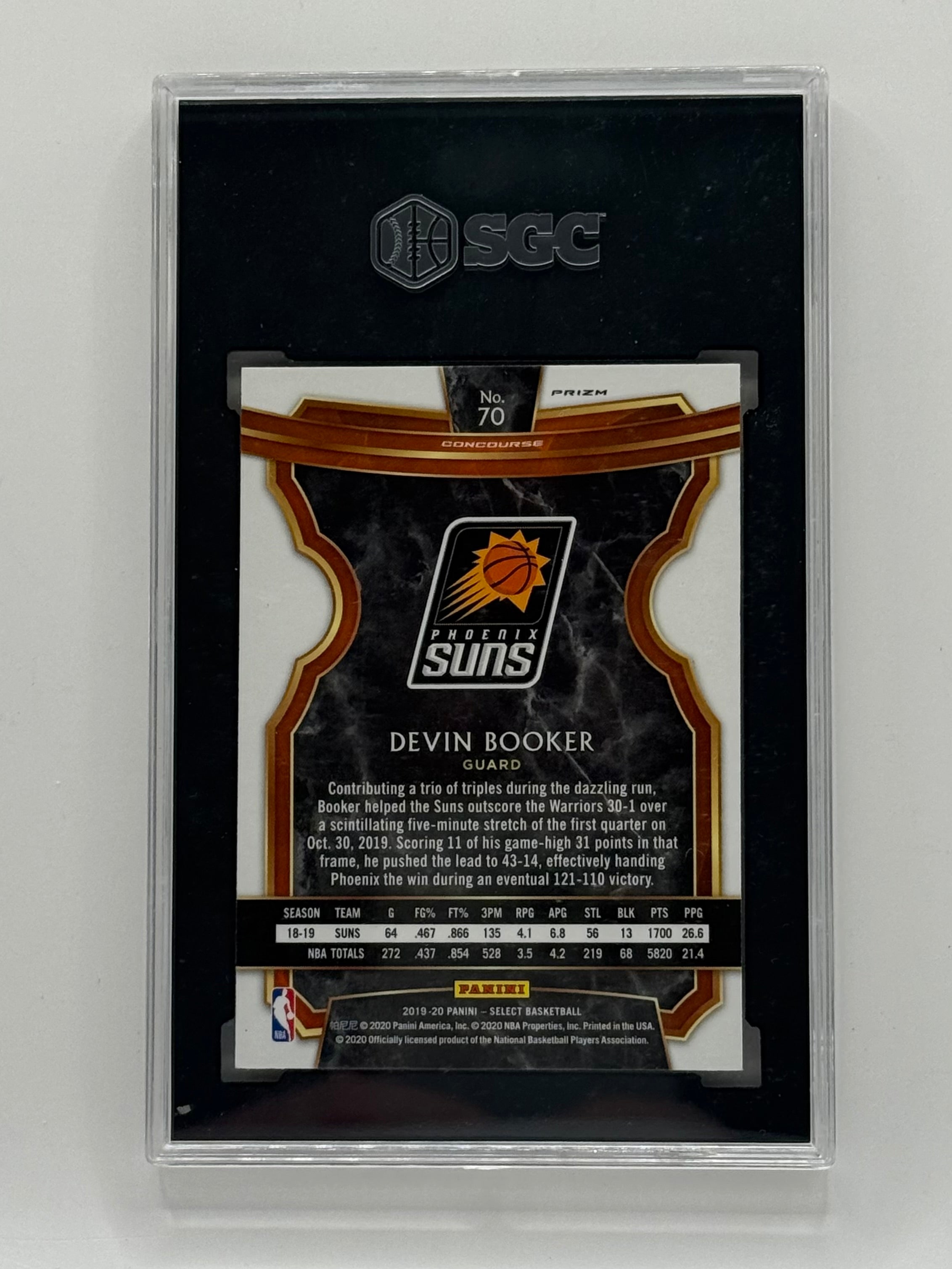 Devin Booker - 2019 Panini Select Gold Wave Prizm #70 - SGC 10