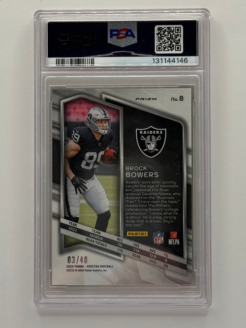 Brock Bowers - 2024 Panini Spectra Astral #8 /40 Rookie Card - PSA 9