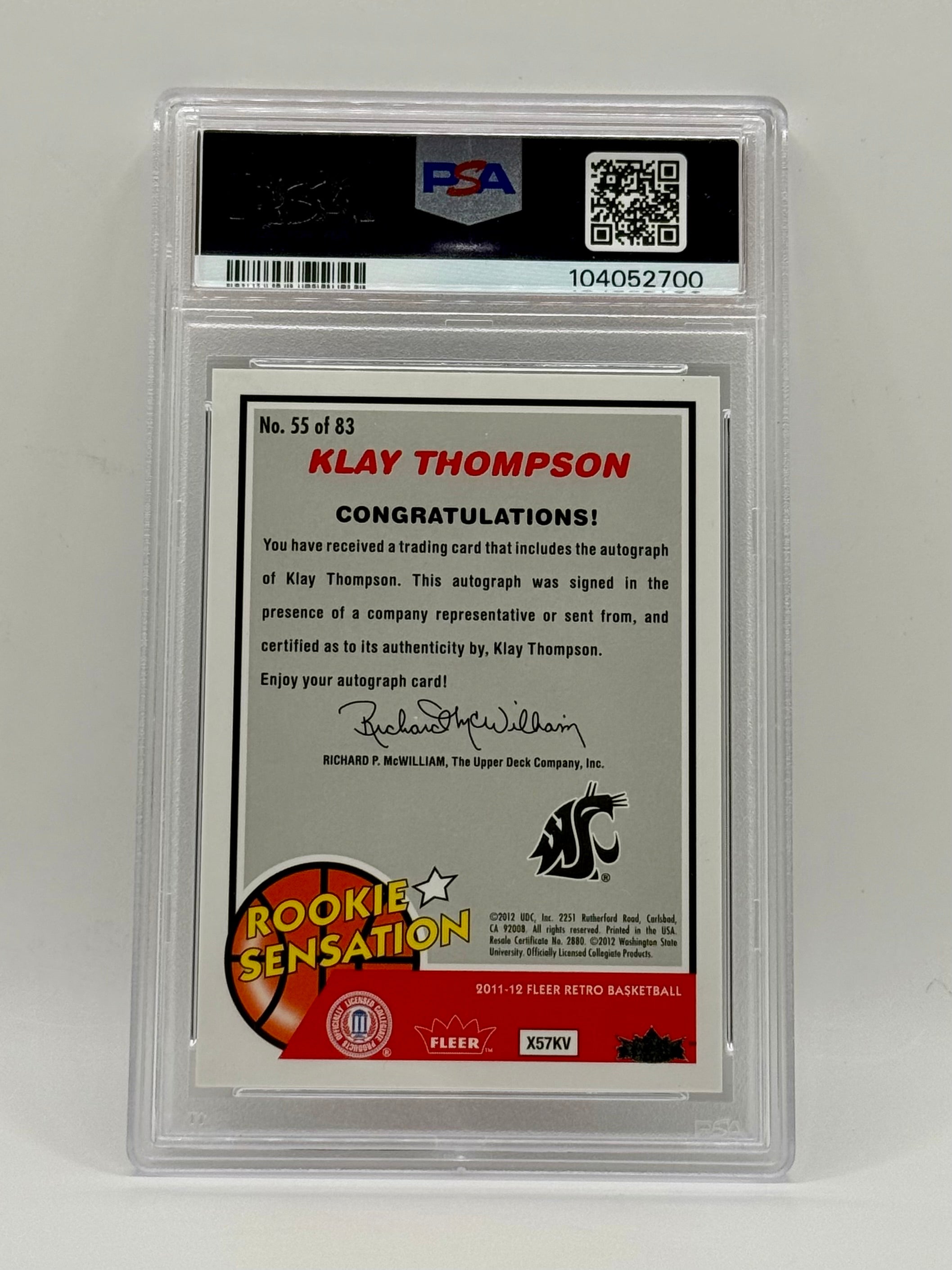 Klay Thompson - 2011-12 Fleer Retro #55 Rookie Autographs - PSA NM-MT 8, Auto 10