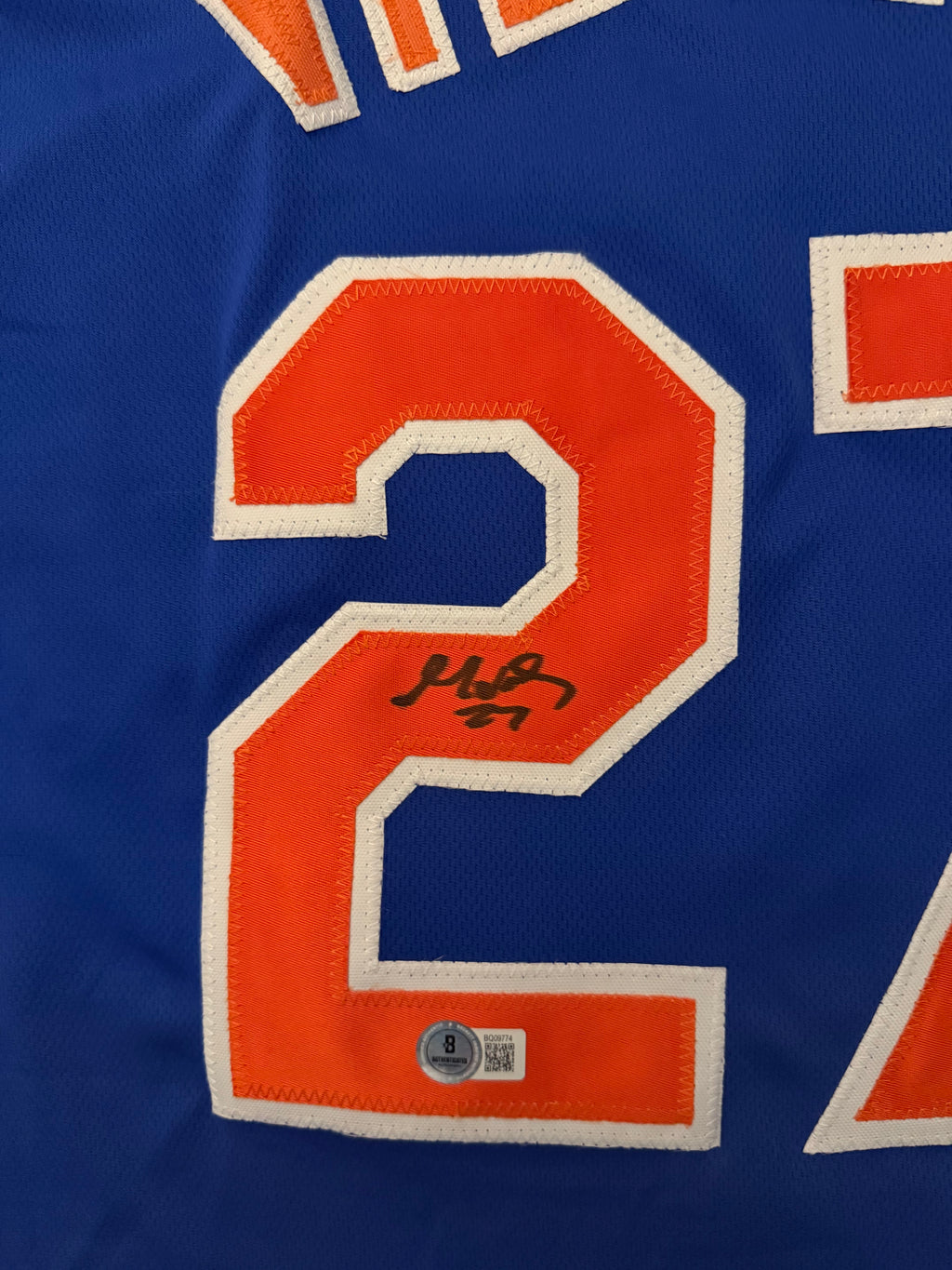 Mark Vientos - Signed Custom Mets Blue Jersey - Beckett COA