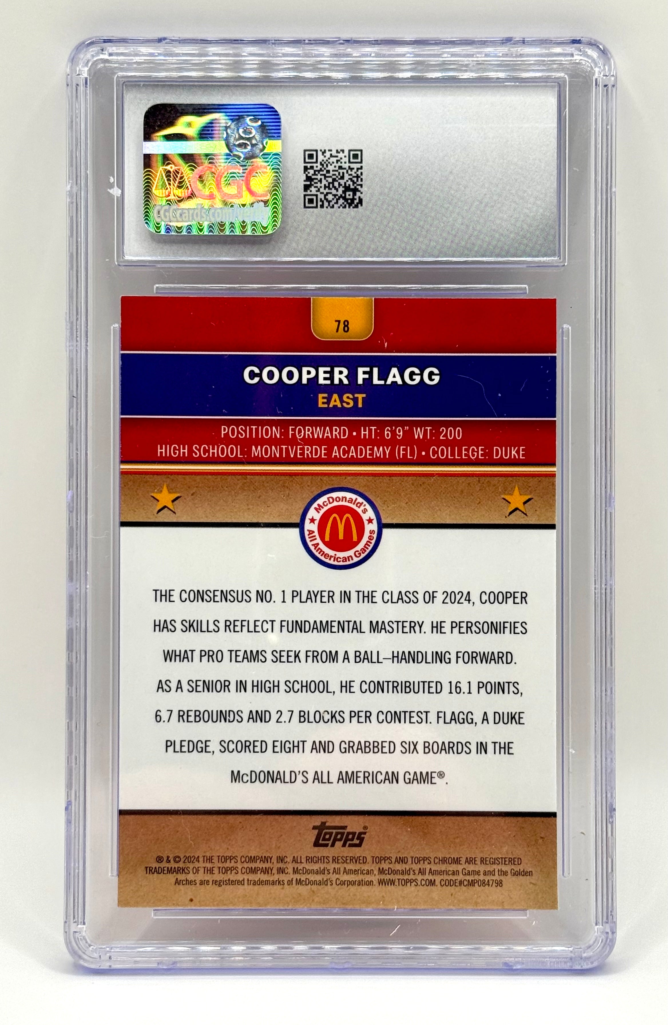 Cooper Flagg - 2024 Topps Chrome Mcdonald's #78 Mcflurry Refractor - CGC 8.5
