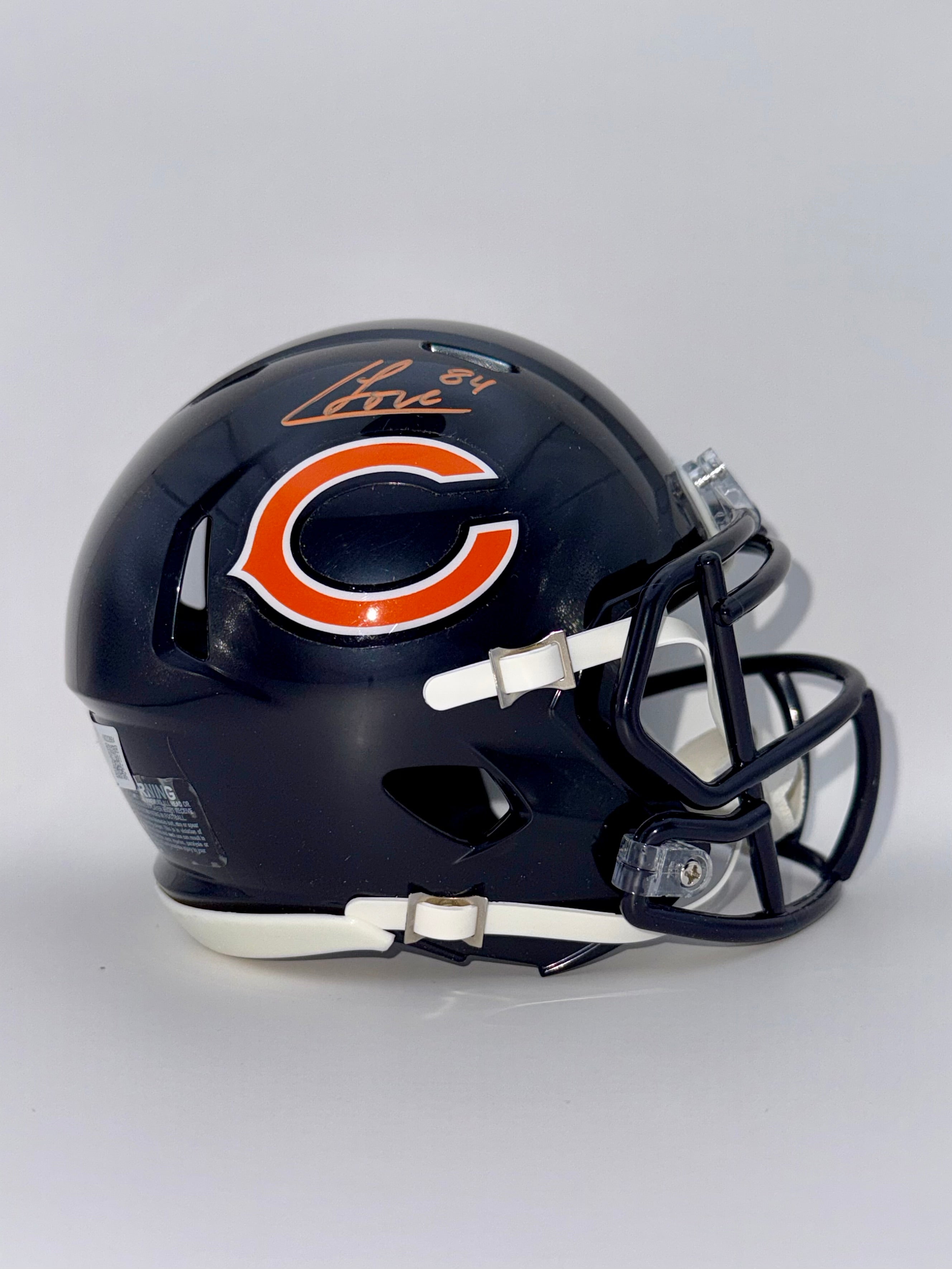 Colston Loveland - Signed Chicago Bears Blue Mini Helmet Orange Ink - Beckett COA