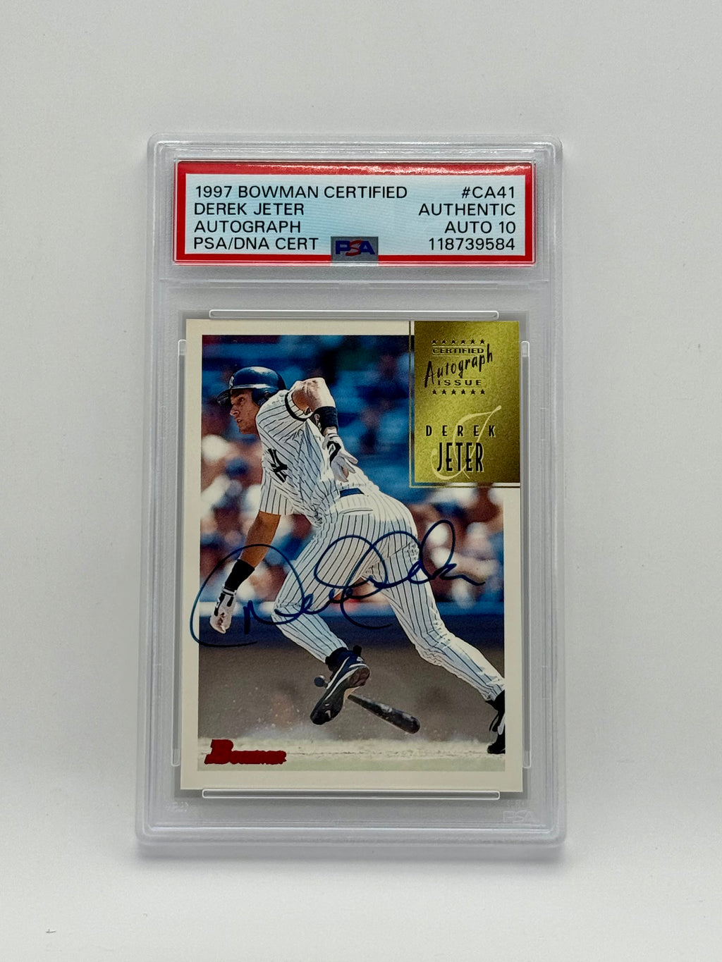 Derek Jeter - 1997 Bowman Certified Autograph #CA41 Blue Ink - PSA Auto 10