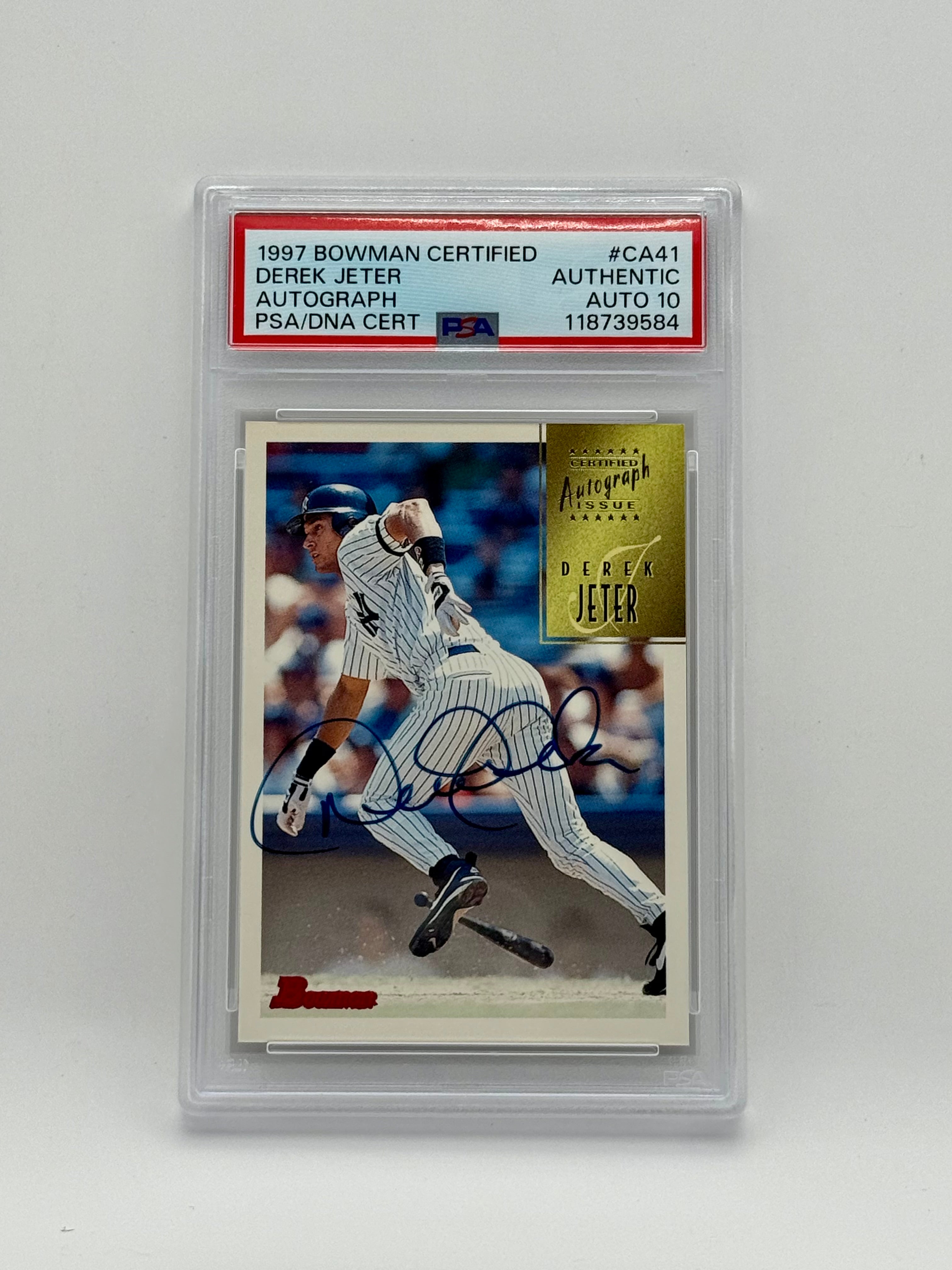 Derek Jeter - 1997 Bowman Certified Autograph #CA41 Blue Ink - PSA Auto 10