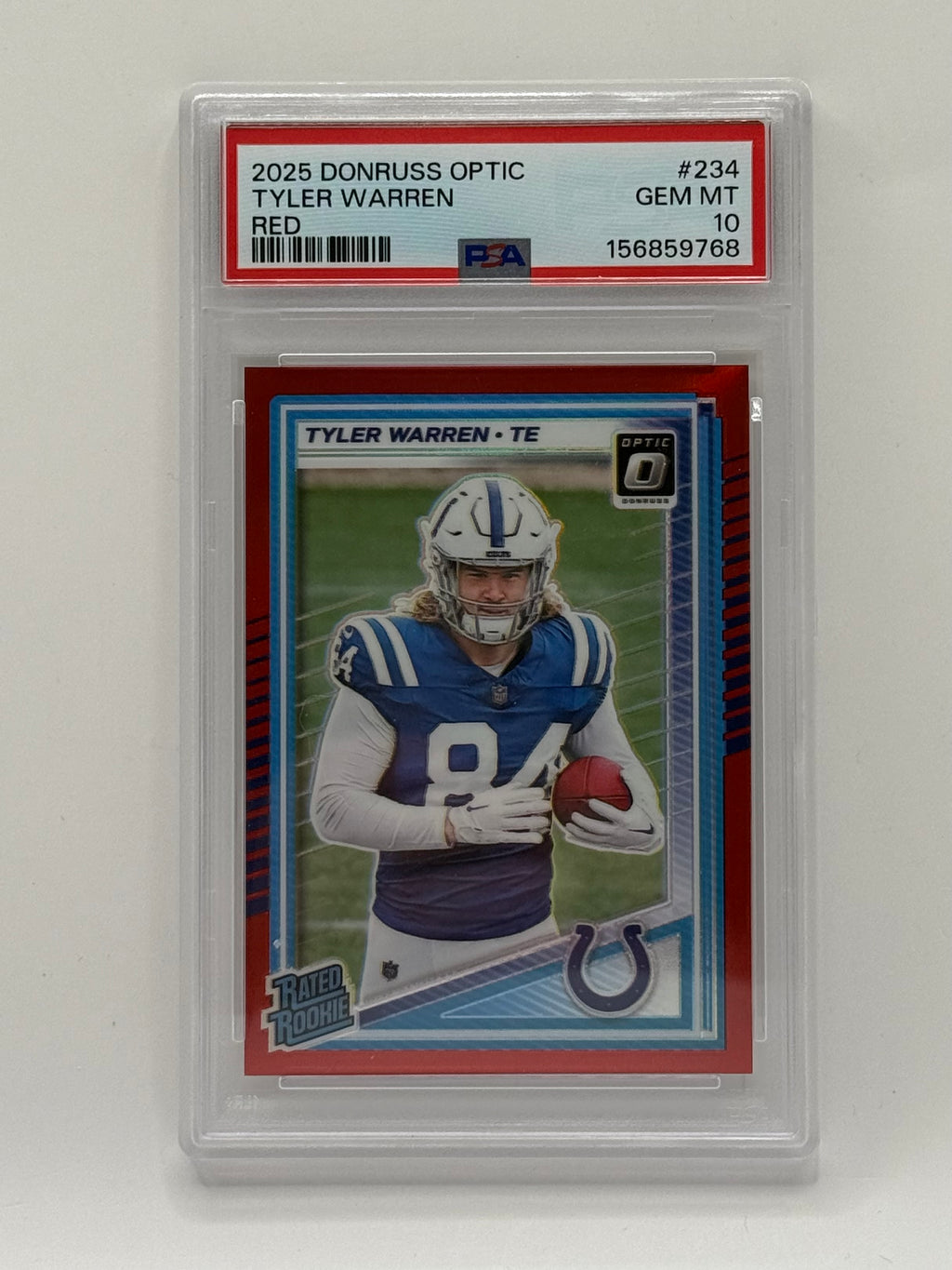 Tyler Warren - 2025 Donruss Optic Red /149 Rookie Card #234 - PSA 10