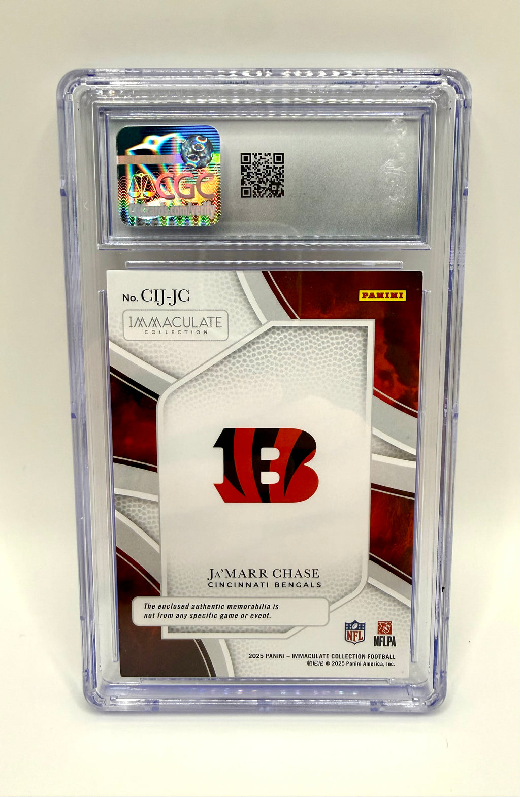 Ja’Marr Chase - 2022 Panini Clearly Immaculate Bengals Patch /49 #CIJ-JCH - CGC 8.5