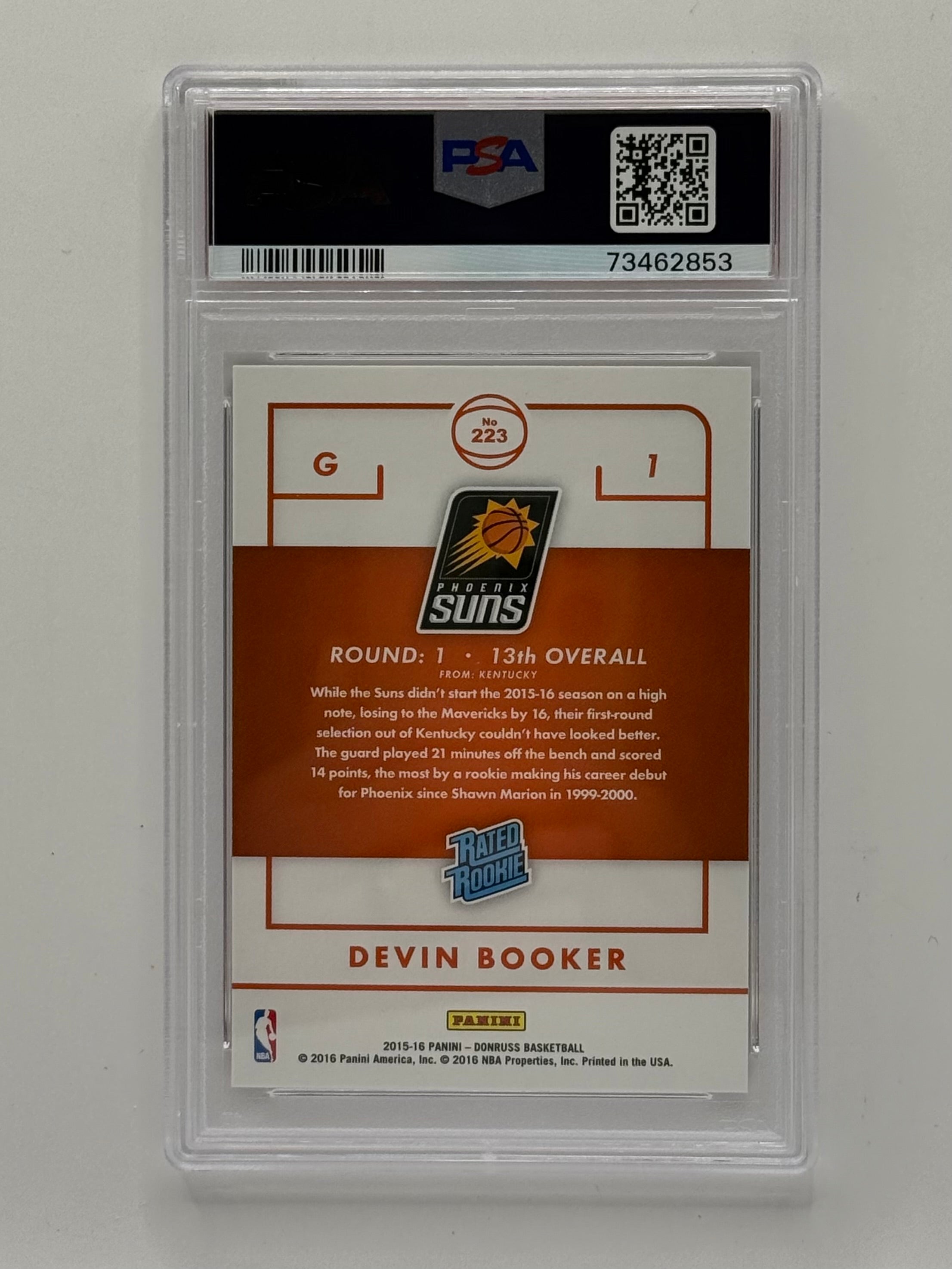 Devin Booker - 2015 Panini Donruss #223 Rookie Card - PSA 10