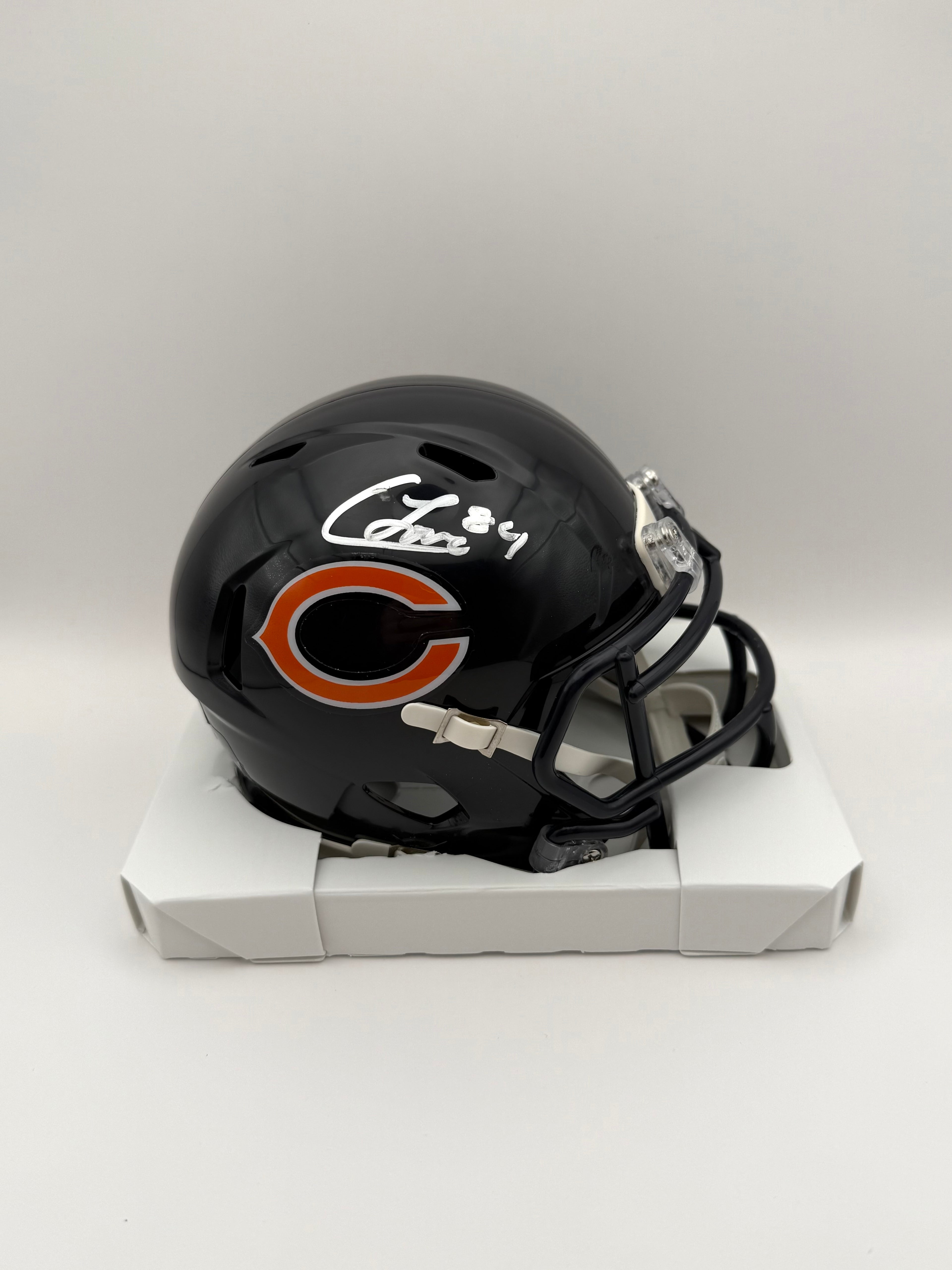 Colston Loveland - Signed Chicago Bears Blue Mini Helmet - Beckett COA