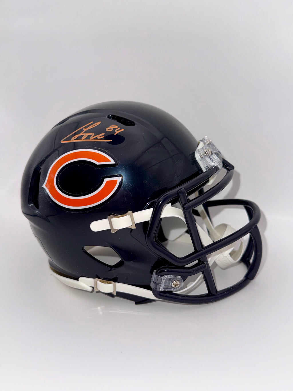 Colston Loveland - Signed Chicago Bears Blue Mini Helmet Orange Ink - Beckett COA