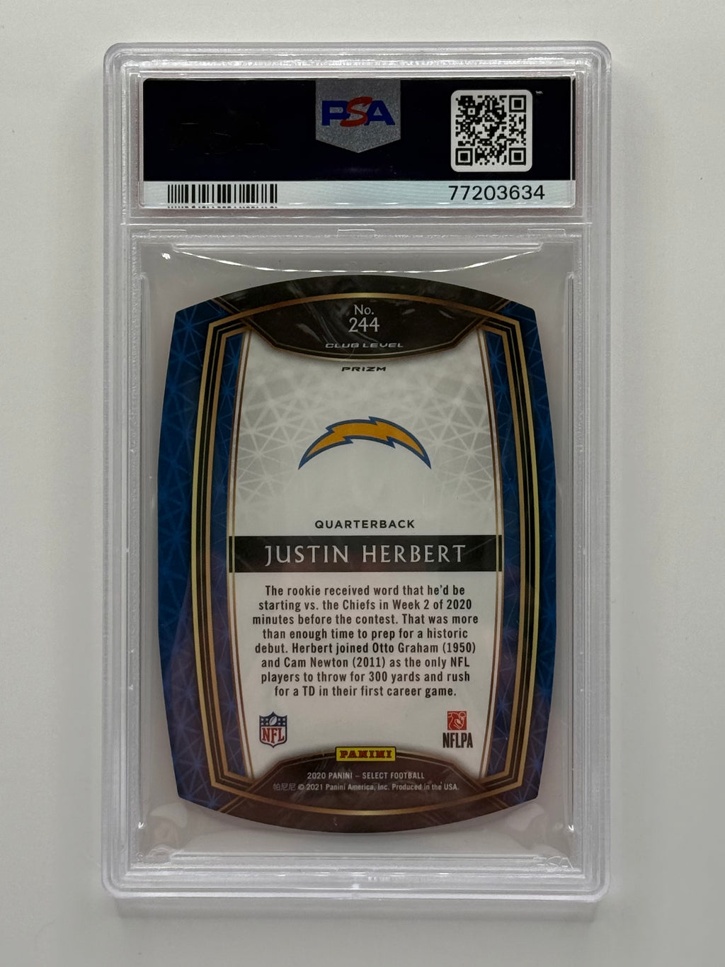 Justin Herbert - 2020 Panini Select Die-Cut Orange Prizm RC #244 - PSA 10