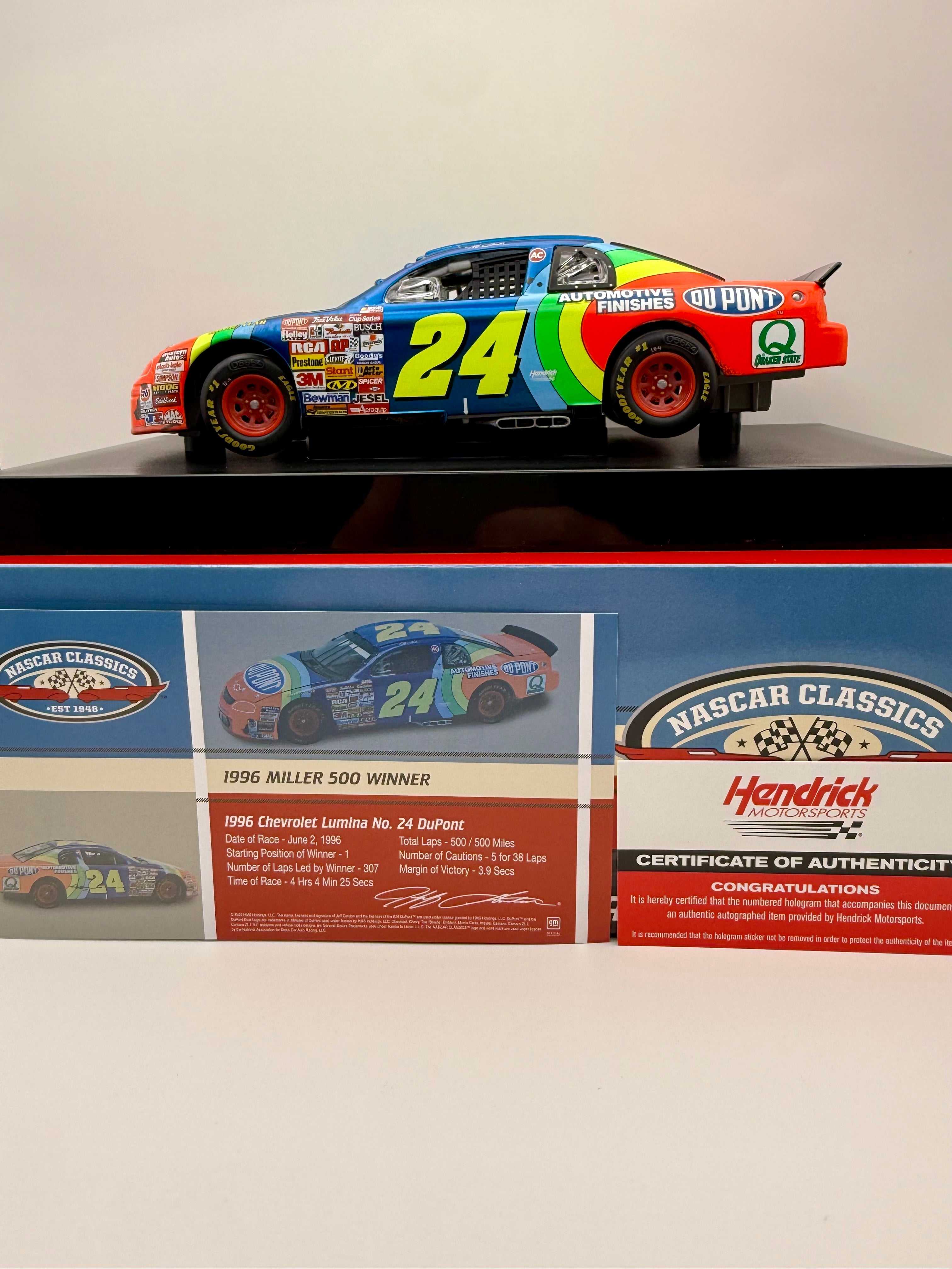 Jeff Gordon & Ray Evernham - Dual Signed Liquid Color 1/24 1996 Dover Win 1 of 96