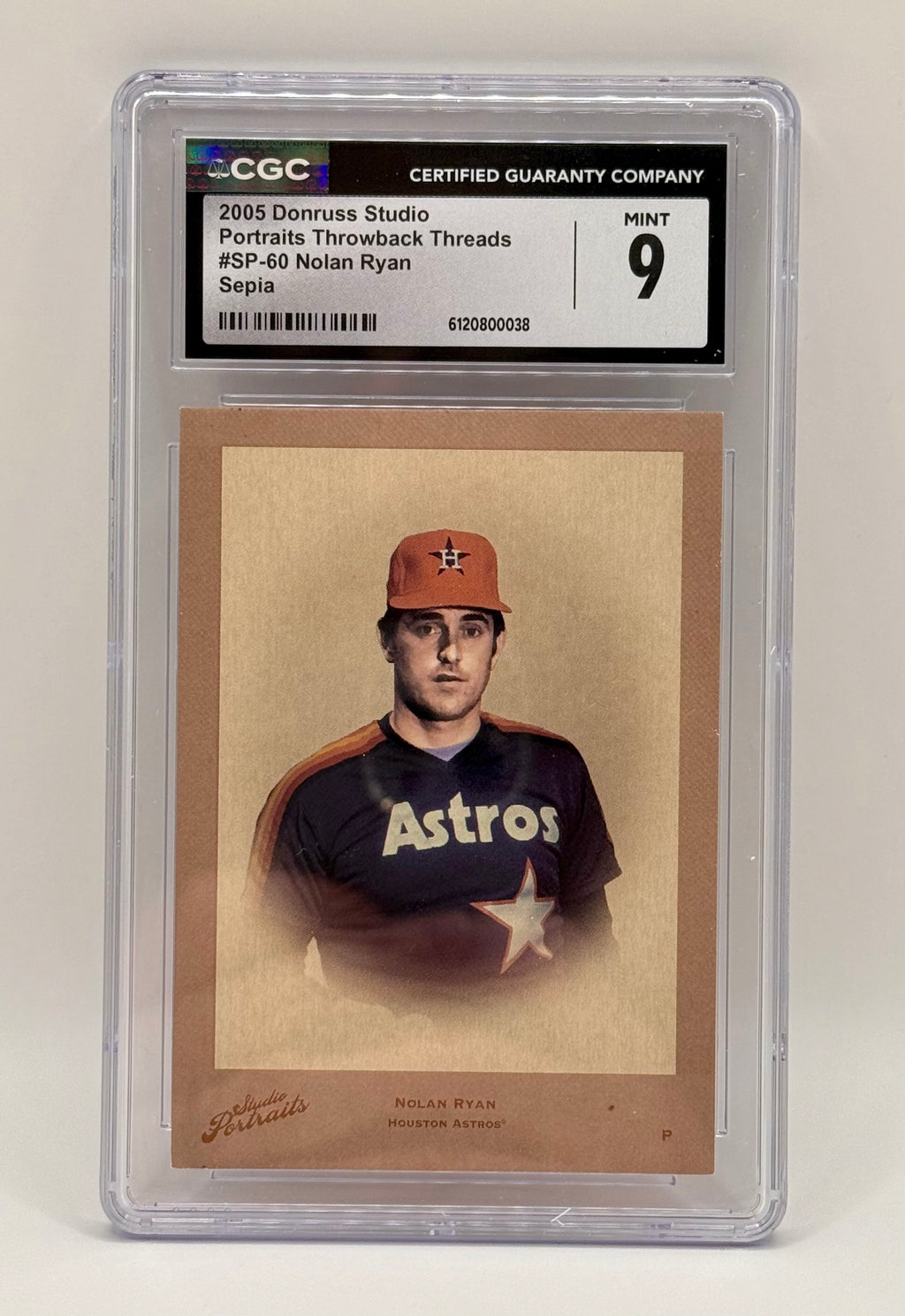 Nolan Ryan - 2005 Donruss Studio Portrait Sepia #SP-60 - CGC 9 MINT
