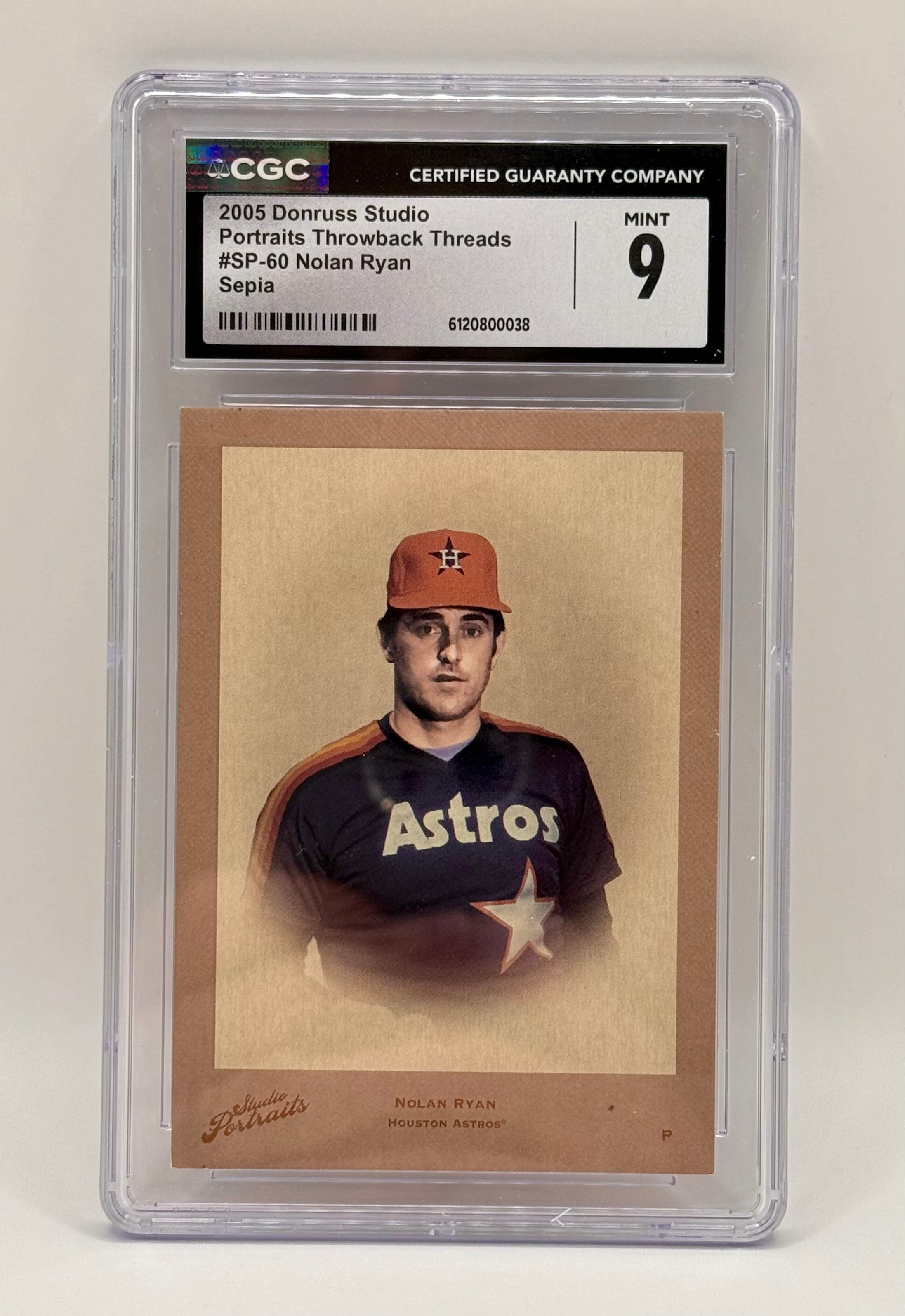 Nolan Ryan - 2005 Donruss Studio Portrait Sepia #SP-60 - CGC 9 MINT