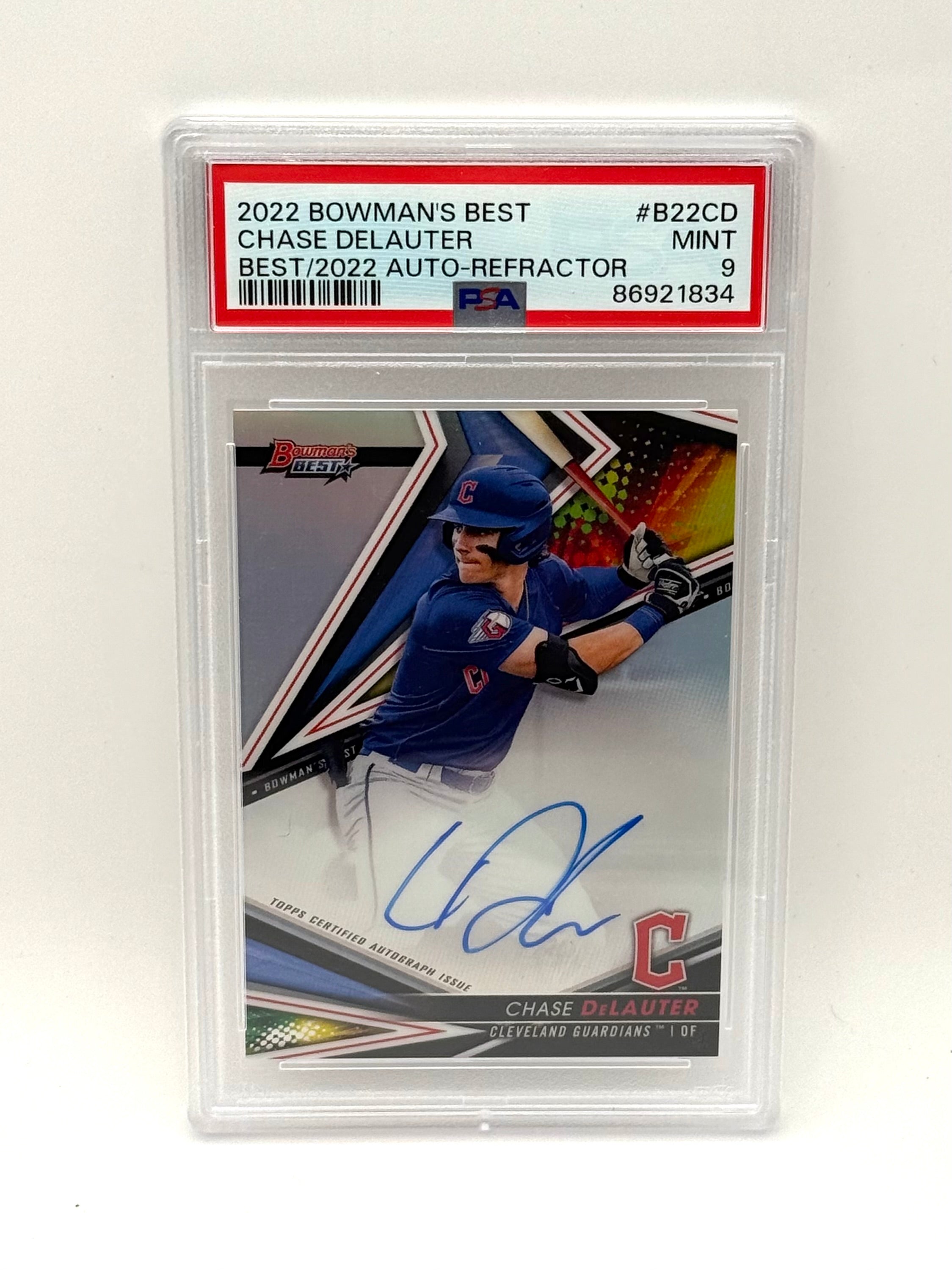 Chase Delauter - 2022 Bowman's Best Refractor Autographs #B22-CD- PSA 9
