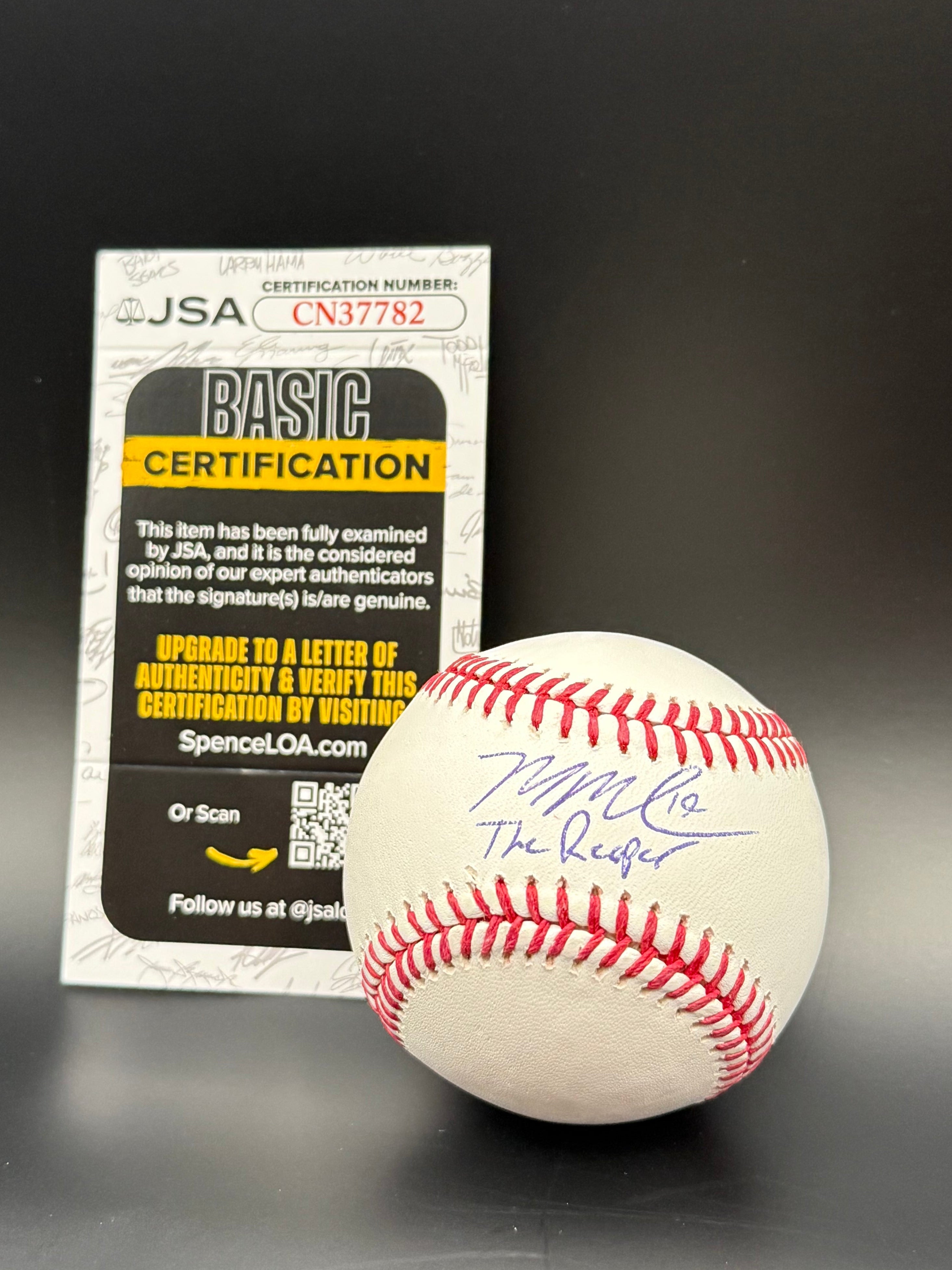 Mason Miller - Signed OML Baseball Inscribed "The Reaper" - JSA COA