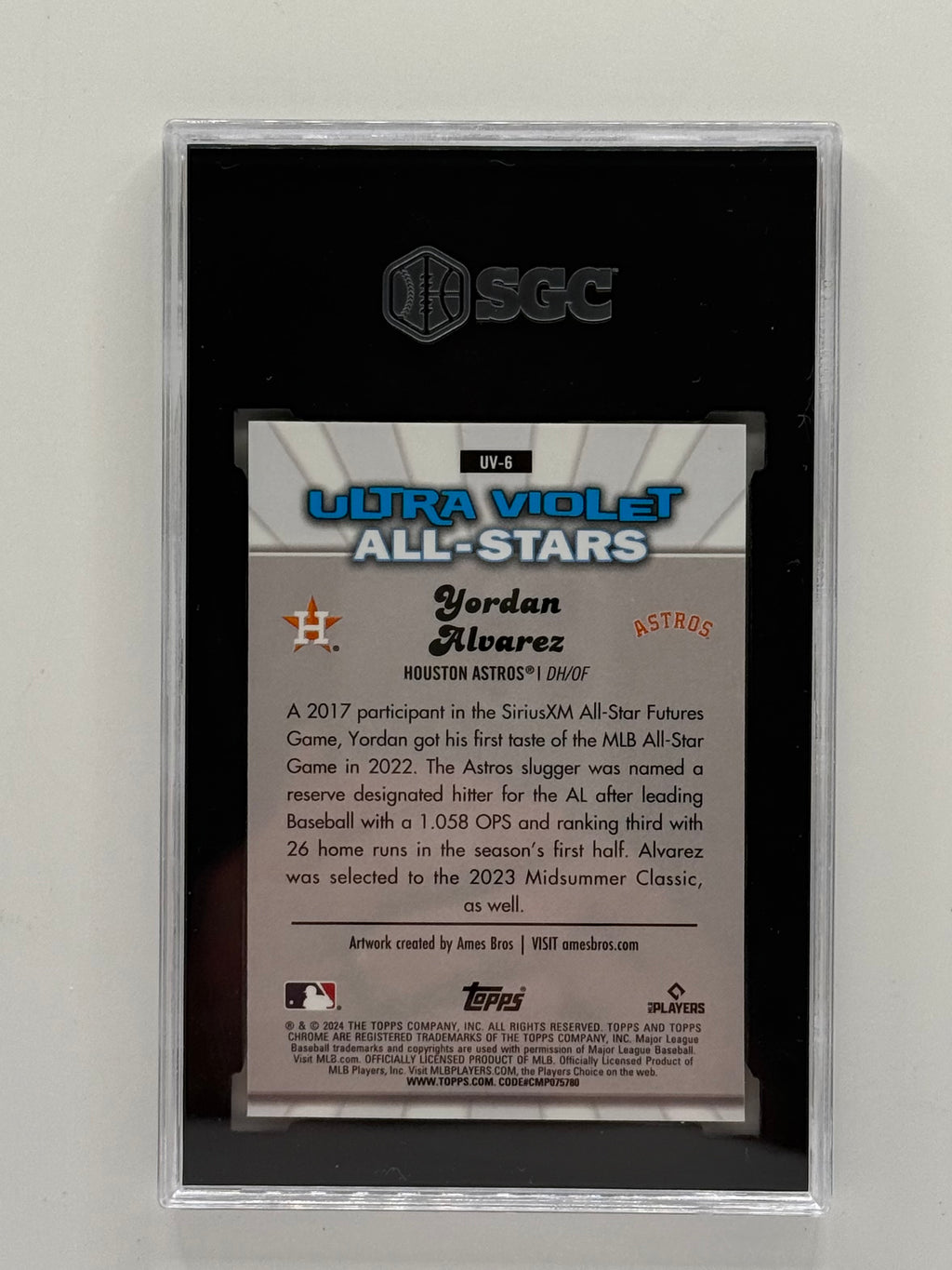 Yordan Alvarez - 2024 Topps Chrome Ultraviolet All Stars UV-6 - SGC 9