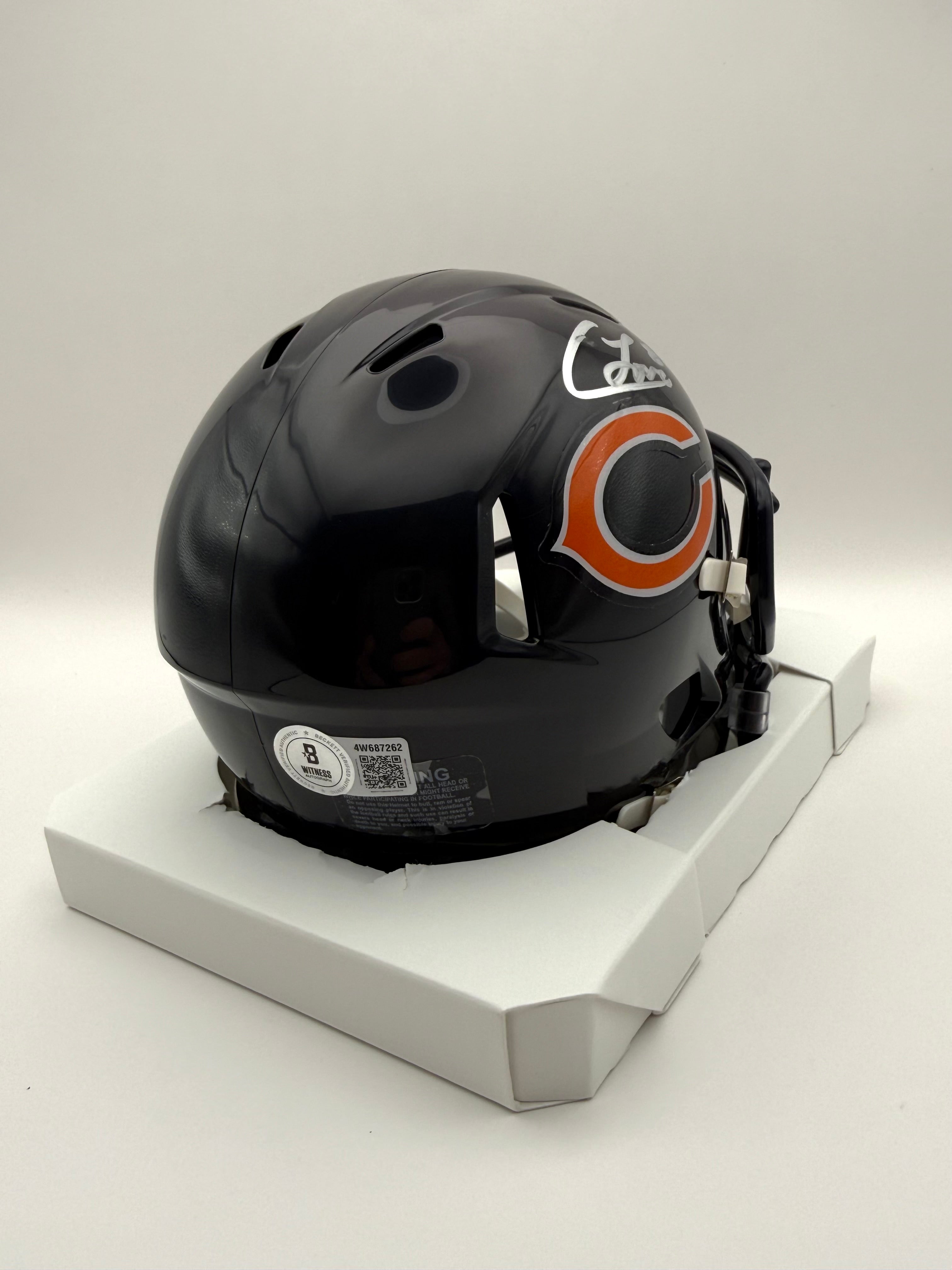Colston Loveland - Signed Chicago Bears Blue Mini Helmet - Beckett COA